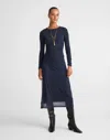 Madewell Long-sleeve Ruched Midi Dress In Blue