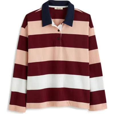 Madewell Long Sleeve Rugby Polo Shirt In Red