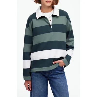 Madewell Long Sleeve Rugby Polo Shirt In Green
