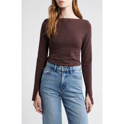Madewell Long Sleeve Scoop Back T-shirt In Brown