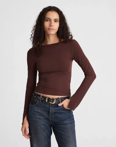Madewell Long-sleeve Scoopback Tee In Brown