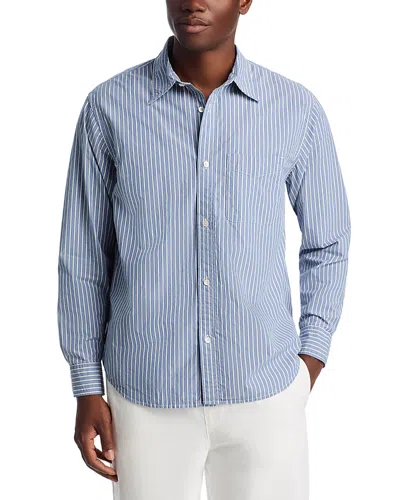 Madewell Long Sleeve Stripe Poplin Shirt In Blue