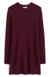 Madewell Long-sleeve Smocked Mini Dress In Burgundy