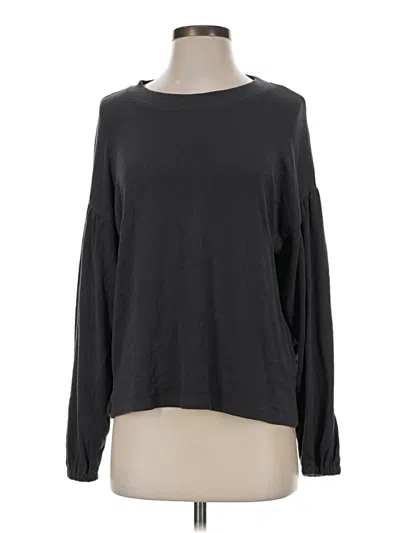 Pre-owned Madewell Long Sleeve Top Gray Solid Pattern Boatneck Tops