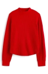 Madewell Long Sleeve Waffle Knit Crewneck T-shirt In Bright Cherry
