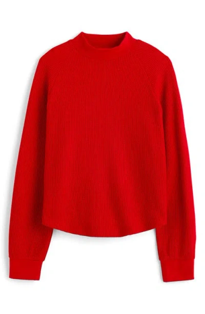 Madewell Long Sleeve Waffle Knit Crewneck T-shirt In Bright Cherry