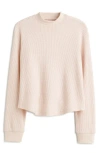 Madewell Long Sleeve Waffle Knit Crewneck T-shirt In Heather Blush
