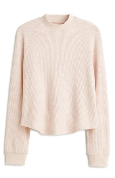 Madewell Long Sleeve Waffle Knit Crewneck T-shirt In Heather Blush
