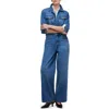 Madewell Long Sleeve Wide Leg Denim Coverall Jumpsuit In Byrne Wash