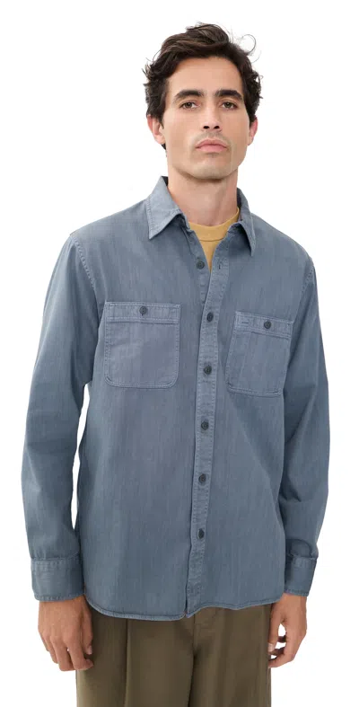 Madewell Long Sleeve Workshirt Chalked Midnight In Blue