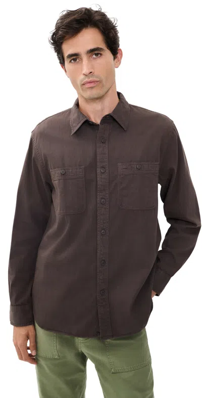 Madewell Long Sleeve Workshirt Dark Cocoa In Brown