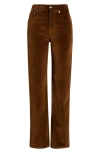 Madewell Longline Straight Leg Velvet Pants In Brown