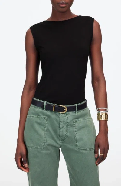 Madewell Low-back Cap-sleeve Tee In Jet Black