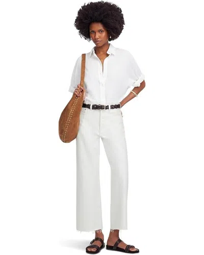 Madewell Low-slung Baggy Jeans Women's White Denim Raw Hem Wide-leg Nwo168 In Multi