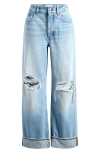 Madewell Low Slung Ripped Baggy Jeans In Hallstead Wash