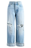 Madewell Low Slung Ripped Baggy Jeans In Hallstead Wash