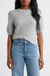 Madewell Manta Textured Puff Short Sleeve Sweater In Gray
