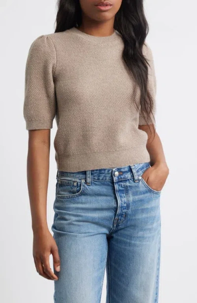 Madewell Manta Textured Puff Short Sleeve Sweater In Gray
