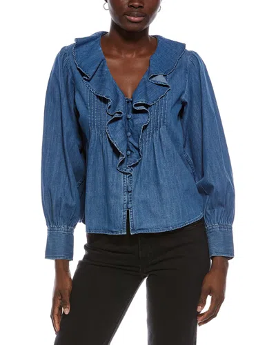 Madewell Marciana Ruffle Denim Top In Blue