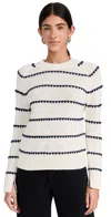 Madewell Stripe Textured Cotton Sweater In Bright Ivory