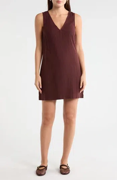 Madewell Marina Linen Blend Minidress In Chocolate Raisin