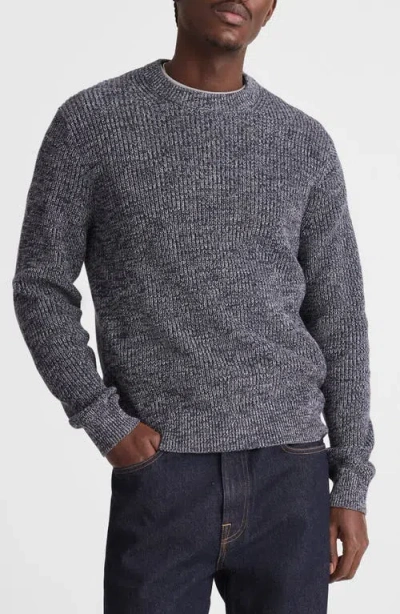 Madewell Marled Cotton Shaker-stitch Crewneck Sweater In Gray