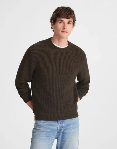 Madewell Marled Cotton Shaker Stitch Crewneck Sweater In Brown