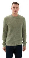 Madewell Marled Cotton Shaker Stitch Crewneck Sweater Dusty Olive In Multi