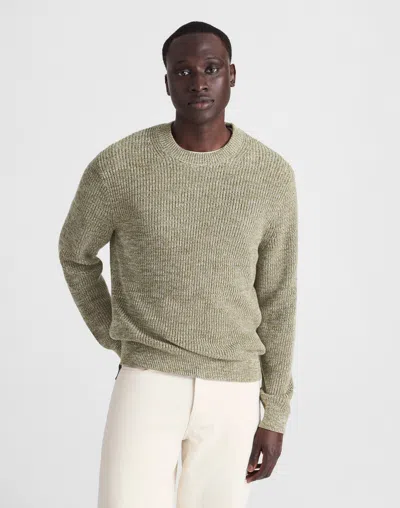 Madewell Marled Cotton Shaker Stitch Crewneck Sweater In Green
