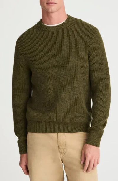Madewell Marled Cotton Shaker Stitch Crewneck Sweater In Green
