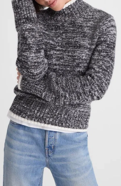 Madewell Marled Mock Neck Cotton Blend Sweater In Gray