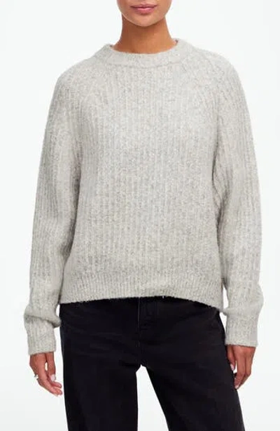 Madewell Marled Rib Cotton & Wool Blend Sweater In Heather Dusk Grey Marl