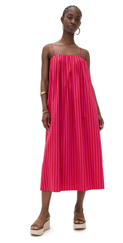 Madewell Marsha Dress Bayside Stripe Modern Fuchsia In Red