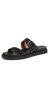 MADEWELL THE DEE DOUBLE STRAP SLIDE SANDALS TRUE BLACK