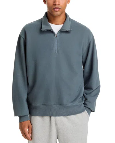 Madewell Mccarren Funnel Neck Cotton Blend Sweatshirt In Blue