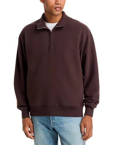 Madewell Mccarren Funnel Neck Cotton Blend Sweatshirt In Brown