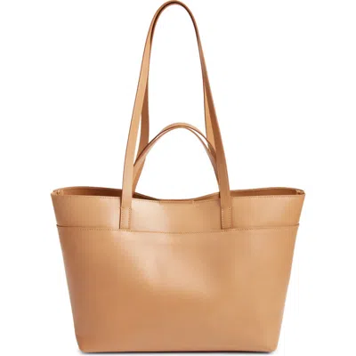 Madewell Medium Essentials Leather East/west Tote In Carved Wood