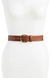 Madewell Medium Perfect Leather Belt In Pecan/gold