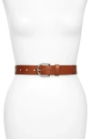 Madewell Medium Perfect Leather Belt In Pecan/silver