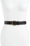Madewell Medium Perfect Leather Belt In True Black/gold