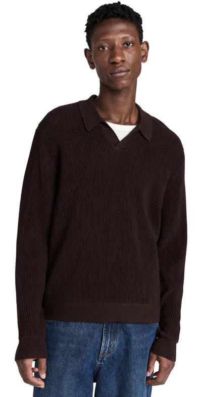 Madewell Merino Cam Johnny Collar Polo Chocolate