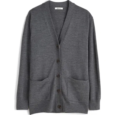 Madewell Merino Wool Boyfriend Cardigan In Heather Lead