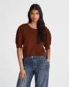 Madewell Merino Wool-silk Blend Puff-sleeve Sweater Tee In Burgundy