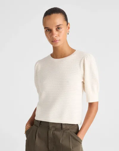Madewell Merino Wool-silk Blend Puff-sleeve Sweater Tee In Ivory