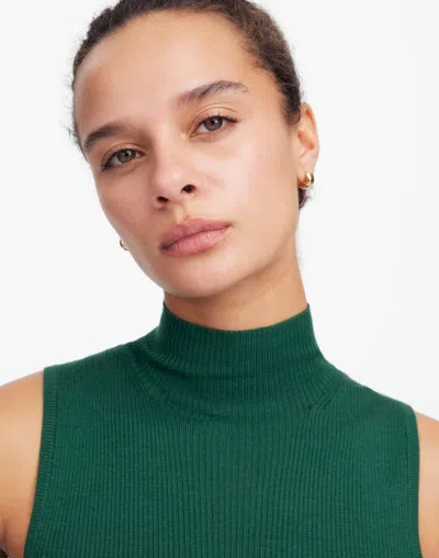 Madewell Merino Wool-silk Sweater Tank In Green