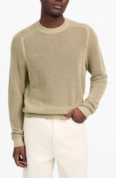Madewell Mesh Knit Crewneck Sweater In Brown