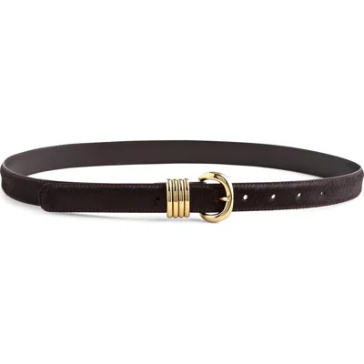 Madewell Metal Keeper Genuine Calf Hair Belt In Chocolate Raisin