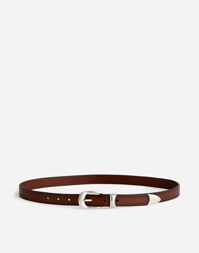 Madewell Metal-tipped Three-piece Leather Belt In Dark Carob