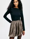 Madewell Metallic Bubble-hem Mini Skirt In Bronze Foilred