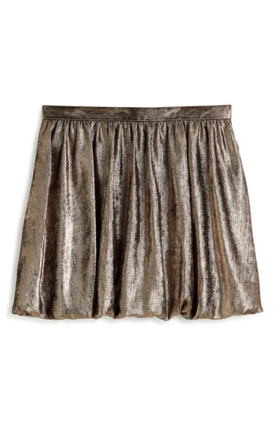 Madewell Metallic Bubble Hem Miniskirt In Bronze Foil